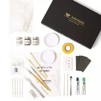 Easy Kintsugi для полного использования. Использует новый лак для предотвращения. Использует латунь Kintsugi. Набор Kintsugi с подробным руководством, которое легко понять даже для
