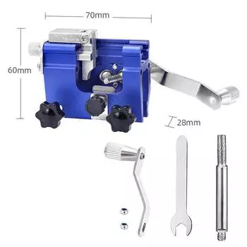 Easy Portable Chainsaw Sharpening Jig Aluminium Alloy Chainsaw Sharpener with Grinder Stones Chain Saw Drill Sharpen Tool with 1/3/5PCS Grinding Head Sharpener&1pc head