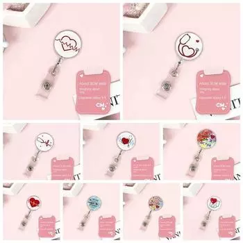 Easy To Pull Buckle Nurse Retractable Badge Reel Simplicity Cute Retractable Badge Reel Students style 6