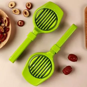 Easy to Use Kitchen Multi-purpose Stainless Steel Fruit Cutter Cutting Tool Kiwi Divider Egg Slicer зелёный