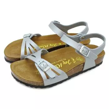 Easy to Walk Comfort 118P SILVER 36 [Joy Walker] Women s Sandals, Flat, in, Straps, Velcro, Summer, Sandals, 23.0cm