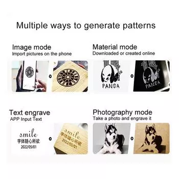 Мини-лазерный гравер Easythreed ETLR002 мощностью 2 Вт с синим лазером, беспроводным управлением через приложение, подключением по Bluetooth и USB BL-AU