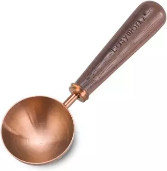 Easyworkz Ретро Мерная ложка для кофе Нержавеющая сталь и черный орех Деревянная ручка 10 г Мерная [розовое золото]
