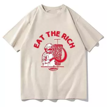 Eat The Rich Doner Kebab Карл Маркс Социалист Хасан Пайкер Футболки с принтом Мужчины Женщины Повседневная свободная футболка с коротким рукавом Уличная одежда M