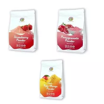 EATERY HARVEST от Saipro s Strawberry Powder, Ripe Mango Powder & Pomogranate Powder Combo из 3 штук по 200 г = 600 г | Для напитков, безалкогольных коктейлей