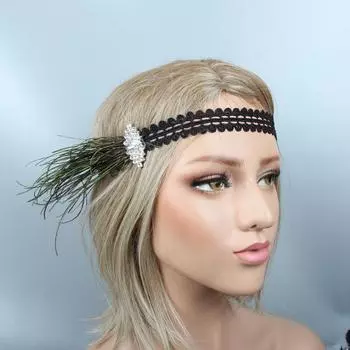 Ebay Страусиные перья повязка на голову, маскарадный головной убор Гэтсби повязка на голову Hd21