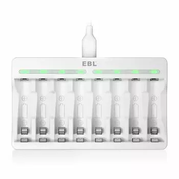 EBL Battery Suitable for Rechargeable LED Charging Can Charge Single Charger Charger, AA, AAA, Ni-MH/Ni-Cd Batteries, Indicator, 1-8 Batteries,