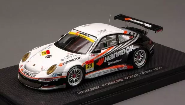 Ebro Hankook Porsche Super GT300 2010 Finished Product 1/43 #33 White/Black (Resin Model) белый