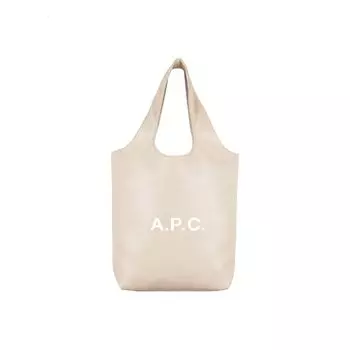 ECC French Niche Style Print Leather Shoulder Tote Bag Milkshake White small size