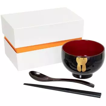 Echizen Lacquerware Столовая посуда Кролик Детская миска Набор Tameriro Сделано в Японии Детская (Ложка/палочки для еды) [Миска для супа/Вилка/Ложка/Детская посуда]