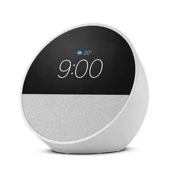 Echo Spot в умном будильнике с ярким звуком Glacier White (выпущен 2024) - Алекса,