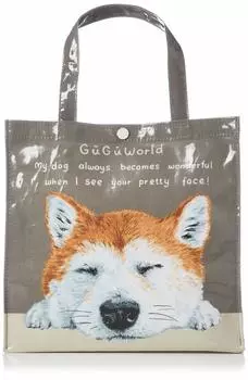 Eco Bag Shiba Inu Pattern Tote Bag 36502302 Khaki W24cm x H24cm x D13cm not included in [GooGoo World] Women s (Handle size)