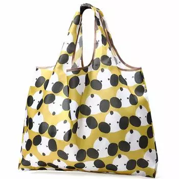 Eco Eco Washable [reiri] Bag, Foldable, Popular, Compact, Storage, Large, Bag, Stylish, (Dog Yellow)