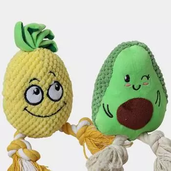 Eco-friendly Cotton Rope Wear-resistant Dog Molar Toy Plush Avocado Shape Pet Interactive Accessories Pineapple