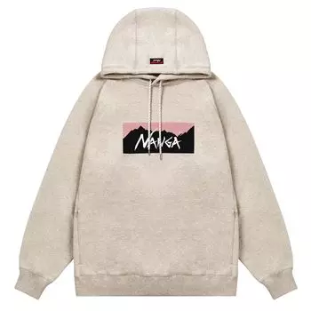 ECO HYBRID BOX LOGO СВИТЕР С КАПЮШОНОМ Эко Гибридный джемпер с логотипом Свитшот с капюшоном Пуловер унисекс [Nanga] (L, ОВСЯНАЯ КАШАРОЗОВЫЙ)