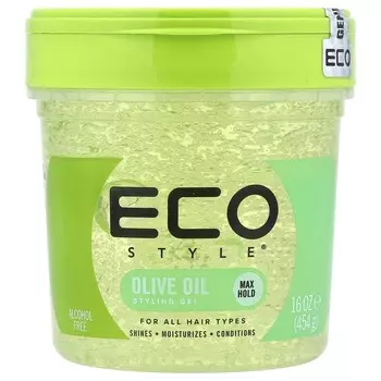 Eco Style, Гель для укладки, Максимальная фиксация, Для всех типов волос, Оливковое масло, 454г (16oz)