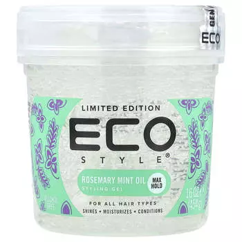 Eco Style, Гель для укладки, Максимальная фиксация, Для всех типов волос, Масло розмарина и мяты, 16 унций (454 г)