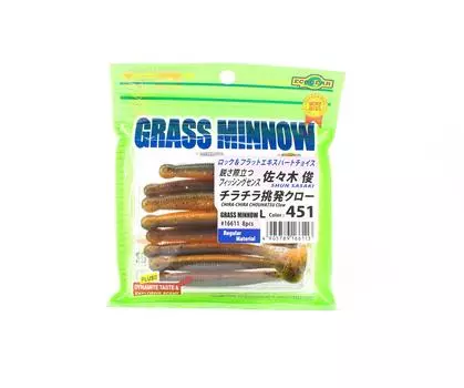 Ecogear Soft Lure Grass Minnow L 3-1/4 дюйма, 8 штук в упаковке 451 (6113)