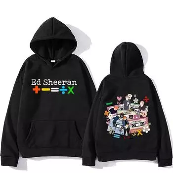 Ed Sheeran Tour 2024 Толстовка с капюшоном и двусторонней печатью в стиле ретро в стиле хип-хоп с капюшоном из флиса в стиле панк, мягкая толстовка с капюшоном Sudaderas XS чёрный