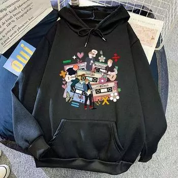 Ed Sheeran Tour Hoodies Мужские/женские Эстетические толстовки Зимняя одежда с длинным рукавом и карманом Флисовые пуловеры Принт Sudadera XS чёрный