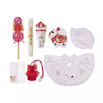 Еда 7 Сделано в святилище Амулет Ноши Ину Денден Запись о рождении Роскошный первый обмен Ноши Вышитый для [Ame Mari] Набор, Части, Япония, Визит, Нагрудник,