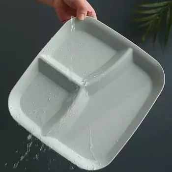 Еда Фруктовый салат Разделенная тарелка с тремя отделениями Западная тарелка Диетическая тарелка для еды Поднос для еды Кухонная столовая посуда