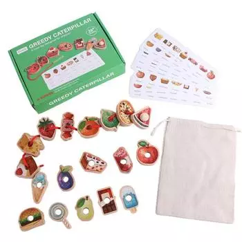 Еда гусеницы Детские игры с нитками Шнуровка Бусины Обучающая игрушка Детский подарок на день рождения Style A