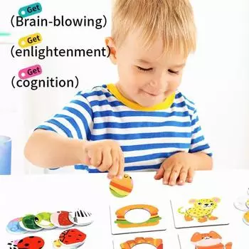 Еда Когнитивная 3D Головоломка Настольная Игра Животный Узор Граф Карточка Игры на Соответствие Мальчики Девочки 1set