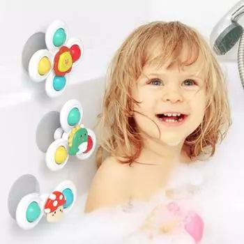 EDC 3 шт. настольная игрушка-спиннер с присоской встроенные бусины красочные вращающиеся погремушки эмоциональная сенсорная игрушка мультяшная присоска 1 Set