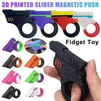 EDC Fidget Slider Магнитные игрушки для снятия стресса 3D-печатное кольцо Fidget Ring Маленький пистолет Декомпрессионная игрушка для людей, страдающих тревожностью и СДВГ
