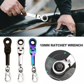 EDC гаечный ключ с трещоткой, аксессуар для отвертки, компактный размер, портативный широко используемый телескопический брелок, ключ с трещоткой, инструмент для кемпинга серебряный