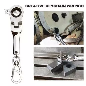 EDC гаечный ключ с трещоткой, аксессуар для отвертки, компактный размер, портативный широко используемый телескопический брелок, ключ с трещоткой, инструмент для кемпинга серебряный
