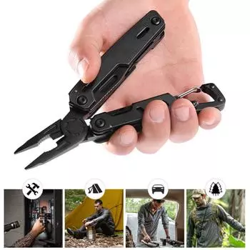 EDC Multitool Складные плоскогубцы Инструменты для выживания на открытом воздухе Комбинированные ручные инструменты Гаджеты Многофункциональный карманный нож Кусачки для проволоки чёрный