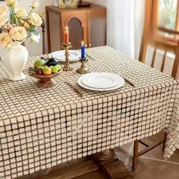 Скатерть с вырезом «Эдельвейс», прямоугольная скатерть для журнального столика, вышитый цветок, скатерть для украшения стола в отеле, на свадьбу, на вечеринку 85x85cm