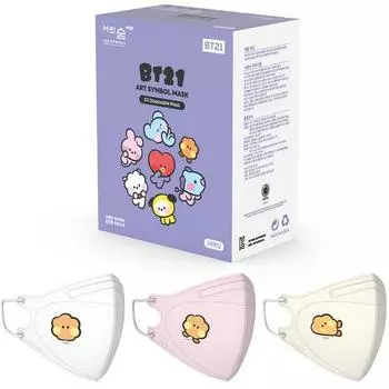 Edge Line Friends BT21 Art Symbol Цветная маска с клювом птицы, маленький SHOOKY Minini, набор 3 типа по 10 шт., 30 листов, 1 шт.