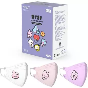 Edge Line Friends BT21 Art Symbol Цветная маска с клювом птицы, маленький мини-мини COOKY, набор 3 типа по 10 шт., 30 листов, 1 комплект