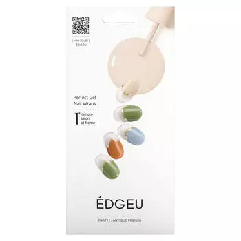 Edgeu, Perfect Gel Nail Wrap, ENA711, античный французский, набор из 16 полосок