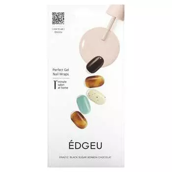 Edgeu, Perfect Gel Nail Wrap, ENA 212, Brown Sugar Bonbon Chocolat, набор из 19 предметов