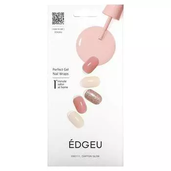 Edgeu, Perfect Gel Nail Wrap, END 111 Chiffon Glow, набор из 19 предметов