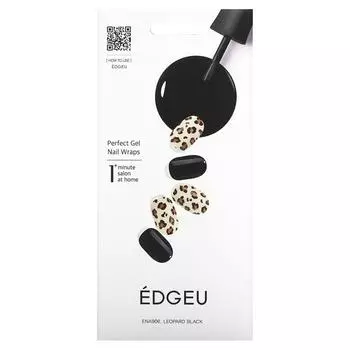 Edgeu, Perfect Gel Nail Wraps, ENA906, Leopard Black, набор из 16 полосок