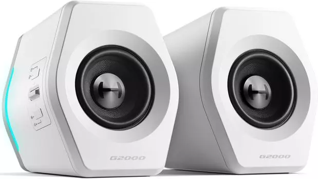 Edifier G2000 PC Speaker Computer PS5 Game Gaming 32W Small Sound AUX Wire Wireless Mode White 2.0ch Speaker, Hi-Fi Quality, Bluetooth/USB/3.5mm
