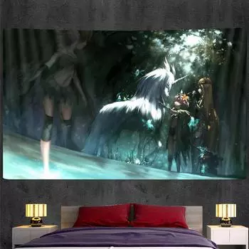 Единорог животное домашнее художественное украшение гобелен хиппи коврик для йоги богемный мандала украшение гобелен 100x75cm