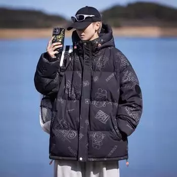 Единый стиль для мужчин и женщин, модная полосатая универсальная куртка 90% белого цвета на утином пуху для подростков, повседневная теплая куртка M