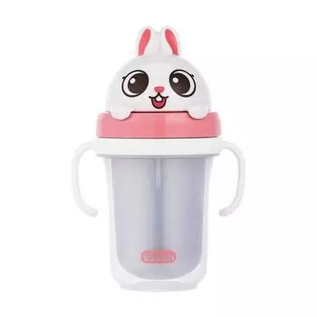 Edison Friends Двойная чашка-соломинка из нержавеющей стали с защитой от проливания 2 300 мл, Rabbit Raney, 1 шт.