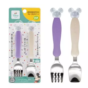 EDISON mama Вилка Ложка 14 см лет Disney Mickey Crystal Нержавеющая сталь и 1,5 ~ /