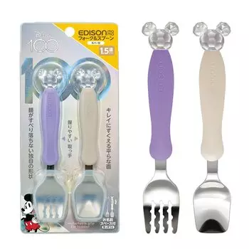 EDISON mama Вилка Ложка 14 см лет Disney Mickey Crystal Нержавеющая сталь и 1,5 ~ /