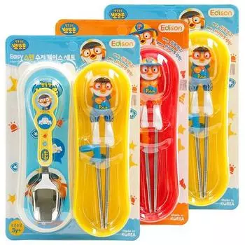 Edison Pororo Easy Набор столовых приборов из нержавеющей стали для правой руки, случайная доставка, 3 комплекта, популярная корейская посуда