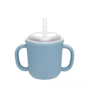 Edison Self Силиконовая двуручная чашка-соломинка 200 мл, синяя, 1 шт.