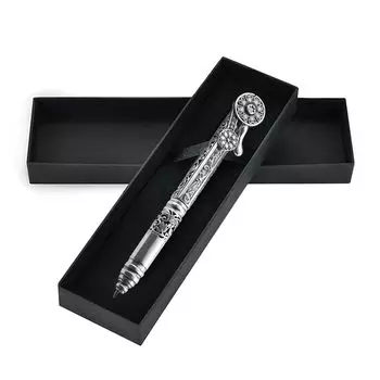 EdisonBrain Роскошная шариковая ручка в хромированном стиле, старинный пишущий инструмент, подарочный подарок, диаметр пера около 0,5 мм (Тип стука) чёрный