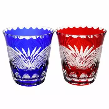 Edo Kiriko Pair Glass Shochu Glass Tumbler presentation Capacity 290ml Made in Japan (in box) Boat-shaped cloisonn (pair) approx. TO-9-10